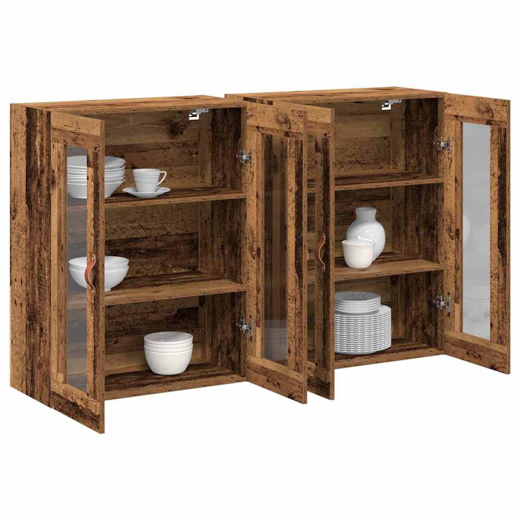 vidaXL Szafki ścienne 2 pcs Stare drewno 69,5 x 34 x 90 cm
