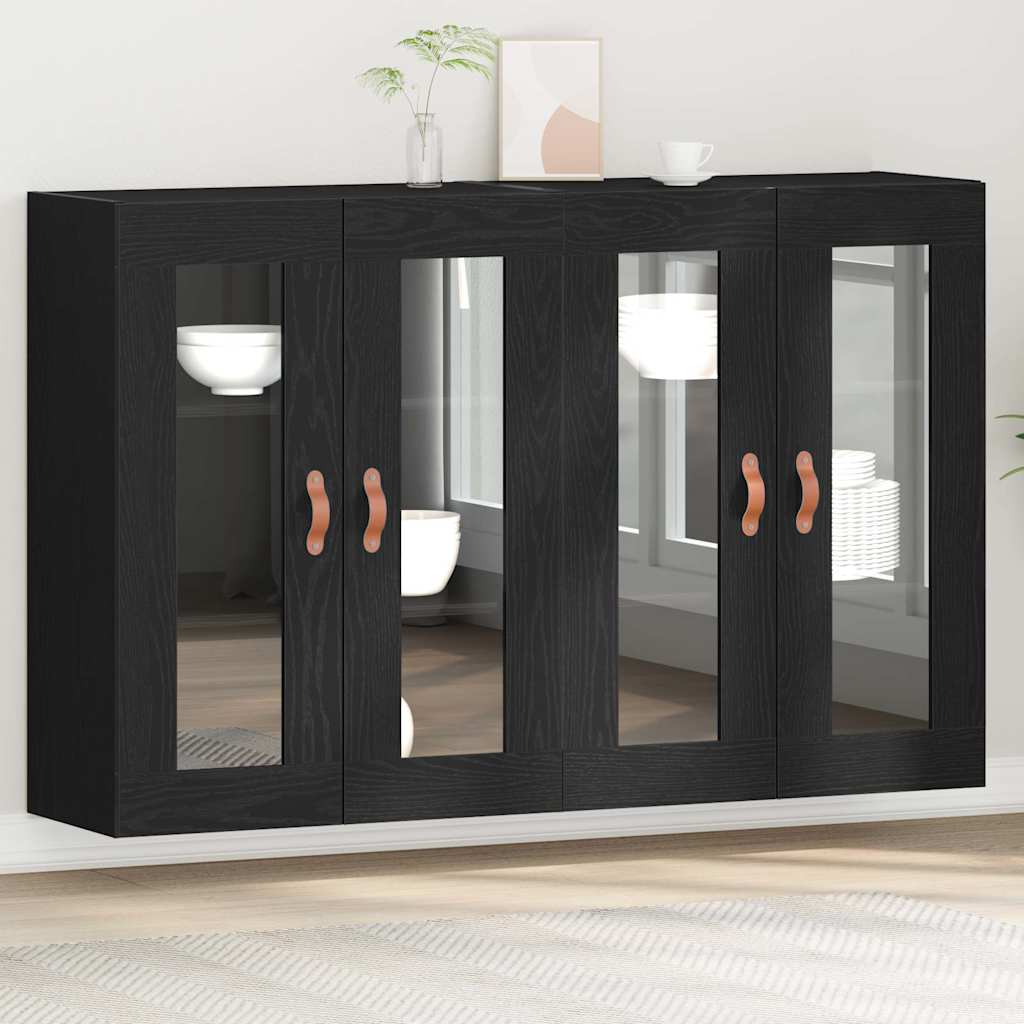 vidaXL Szafki ścienne 2 pcs Czarny Dąb 69,5 x 34 x 90 cm