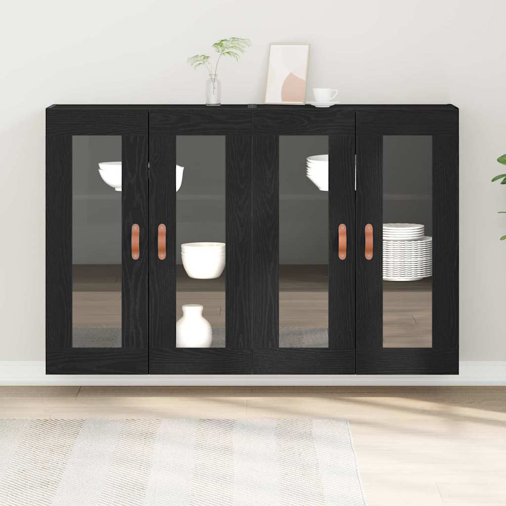 vidaXL Szafki ścienne 2 pcs Czarny Dąb 69,5 x 34 x 90 cm