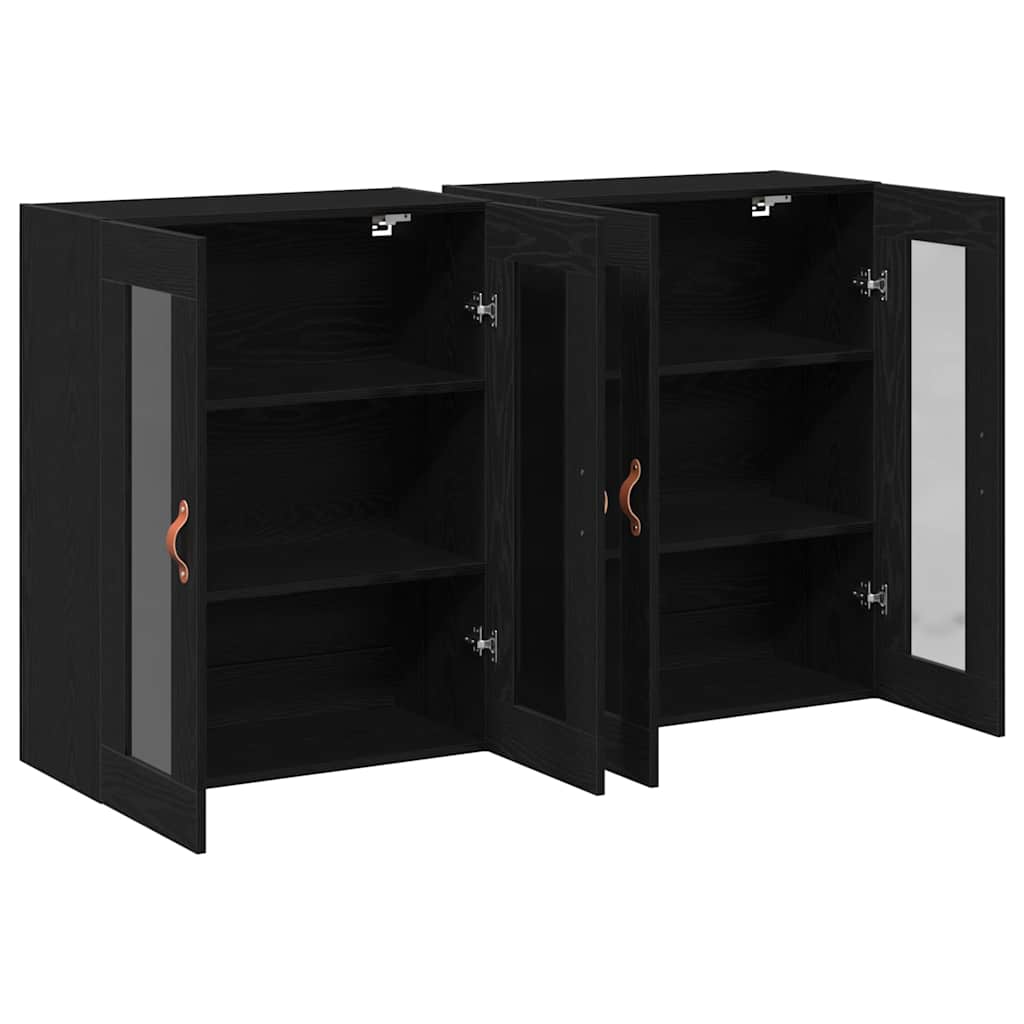 vidaXL Szafki ścienne 2 pcs Czarny Dąb 69,5 x 34 x 90 cm