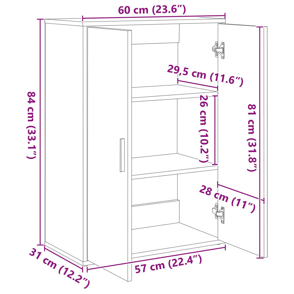 vidaXL Bufet 2 pcs Stare drewno 60 x 31 x 84 cm