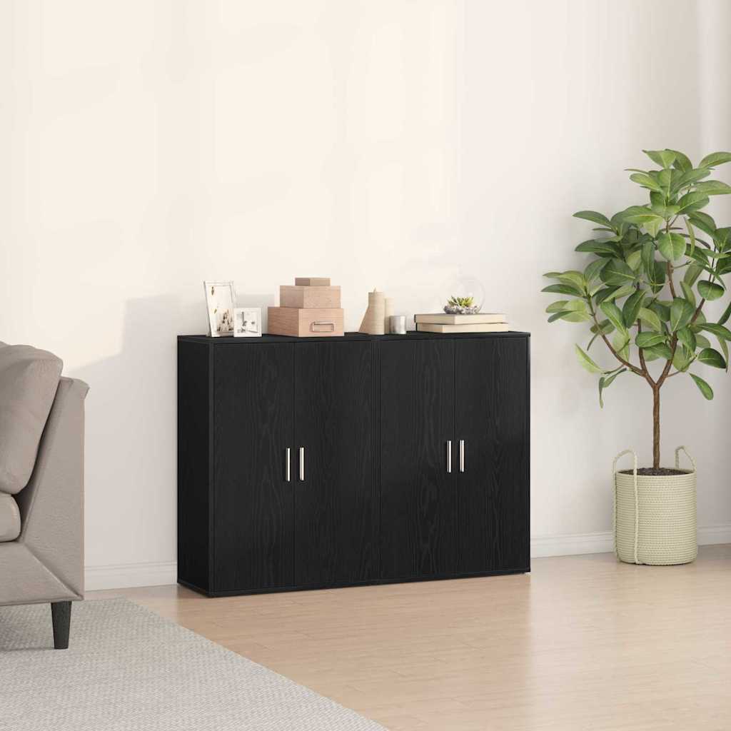 vidaXL Bufet 2 pcs Czarny Dąb 60 x 31 x 84 cm Materiał drewnopochodny