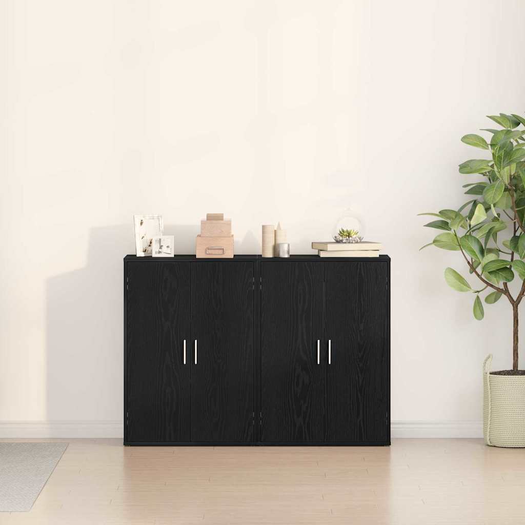 vidaXL Bufet 2 pcs Czarny Dąb 60 x 31 x 84 cm Materiał drewnopochodny