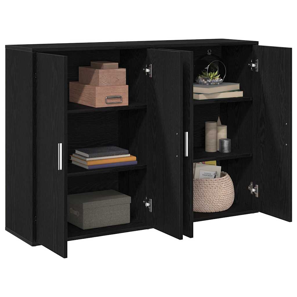 vidaXL Bufet 2 pcs Czarny Dąb 60 x 31 x 84 cm Materiał drewnopochodny