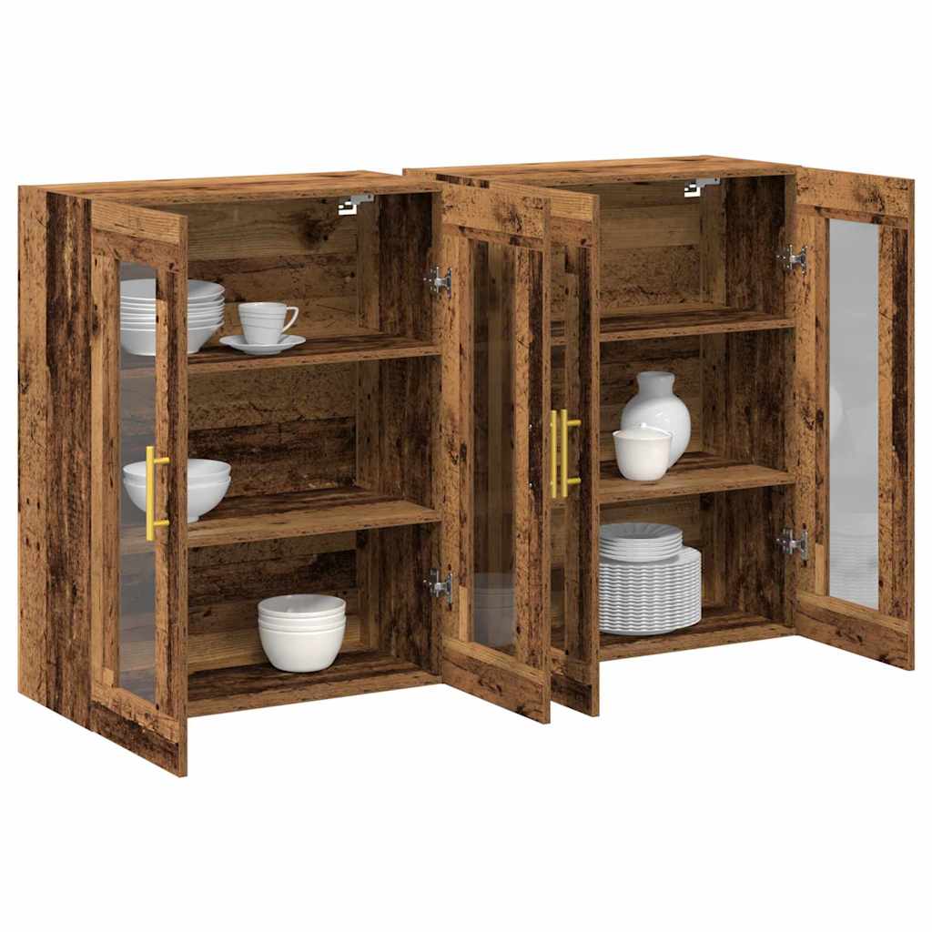 vidaXL Szafki ścienne 2 pcs Stare drewno 69,5 x 34 x 90 cm