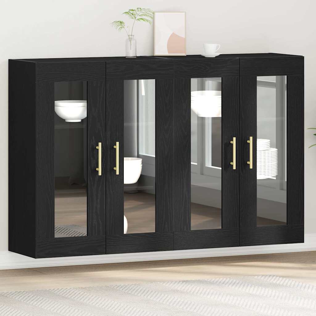 vidaXL Szafki ścienne 2 pcs Czarny Dąb 69,5 x 34 x 90 cm