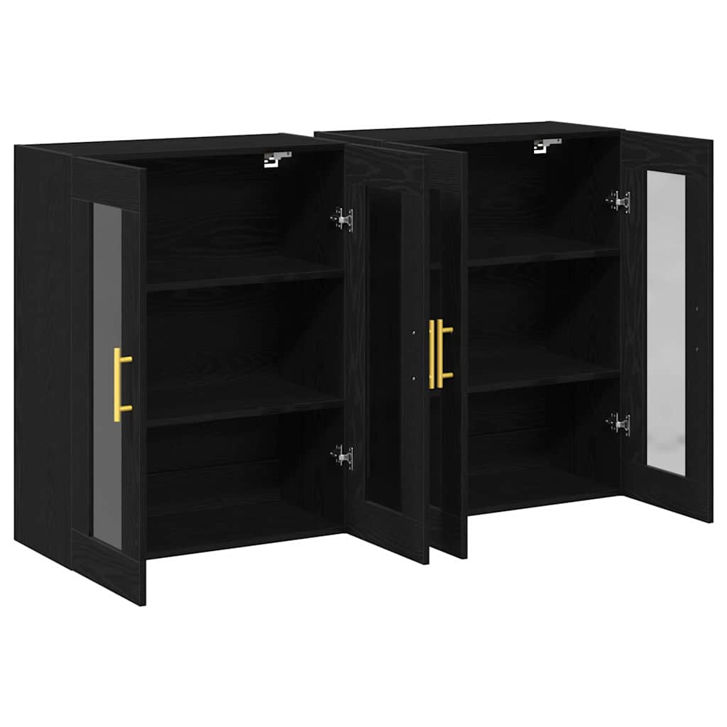 vidaXL Szafki ścienne 2 pcs Czarny Dąb 69,5 x 34 x 90 cm