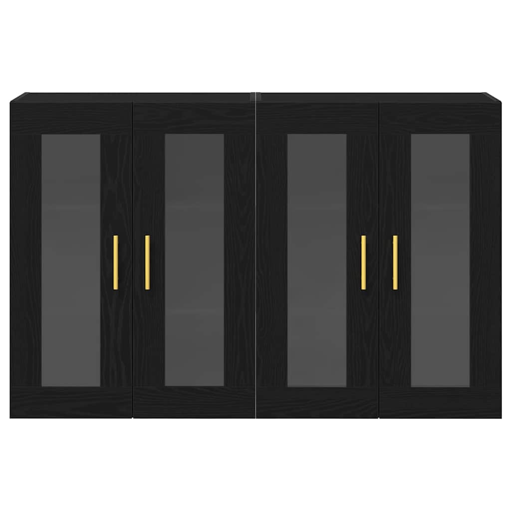 vidaXL Szafki ścienne 2 pcs Czarny Dąb 69,5 x 34 x 90 cm