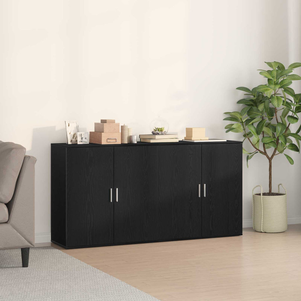 vidaXL Bufet 2 pcs Czarny Dąb 79 x 38 x 80 cm Materiał drewnopochodny