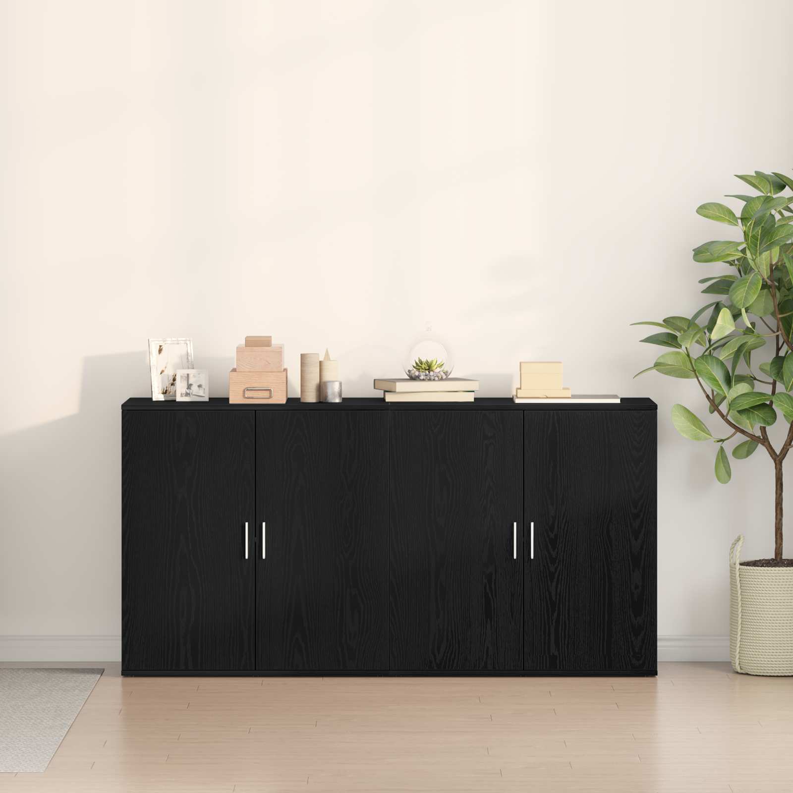 vidaXL Bufet 2 pcs Czarny Dąb 79 x 38 x 80 cm Materiał drewnopochodny