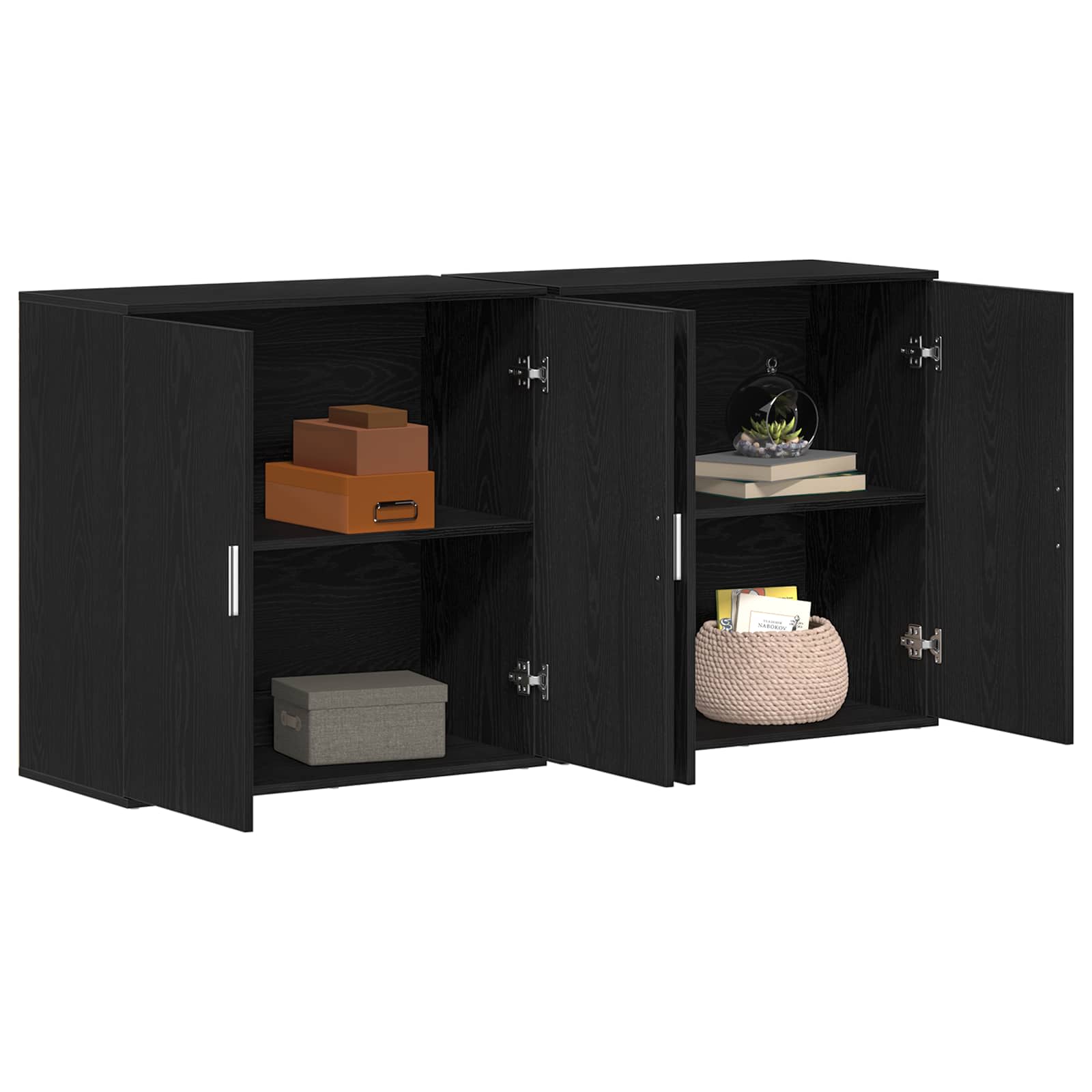 vidaXL Bufet 2 pcs Czarny Dąb 79 x 38 x 80 cm Materiał drewnopochodny