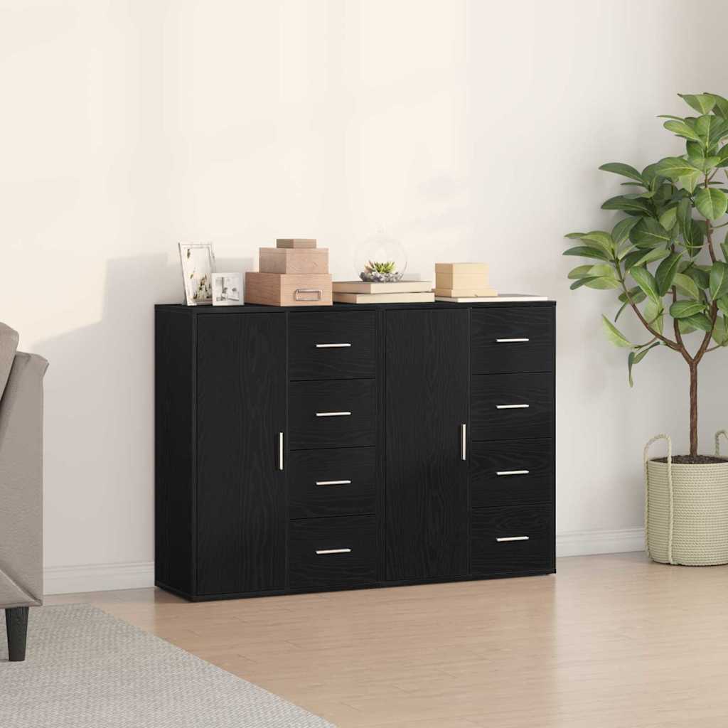 vidaXL Bufet 2 pcs Czarny Dąb 60 x 31 x 84 cm Materiał drewnopochodny