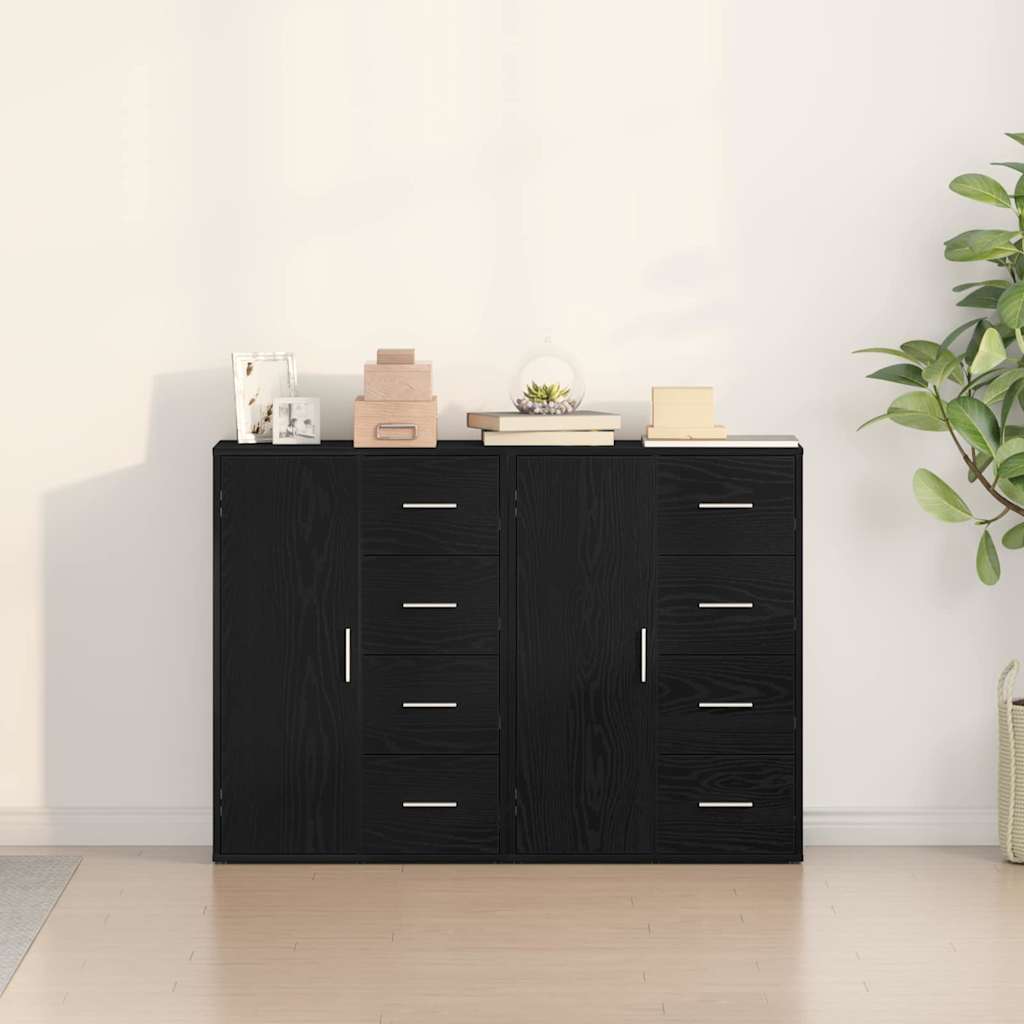 vidaXL Bufet 2 pcs Czarny Dąb 60 x 31 x 84 cm Materiał drewnopochodny