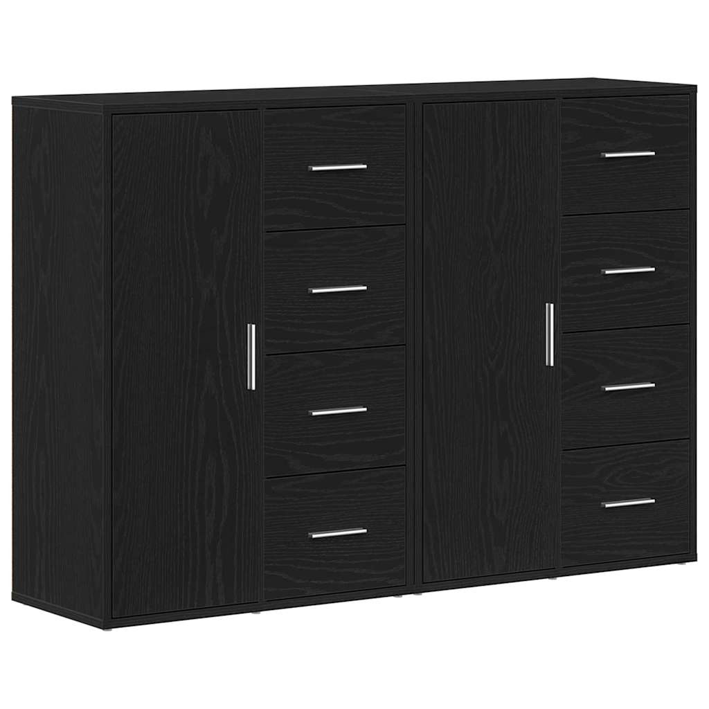 vidaXL Bufet 2 pcs Czarny Dąb 60 x 31 x 84 cm Materiał drewnopochodny