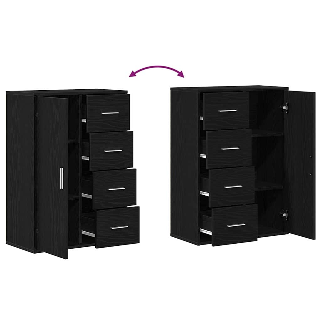 vidaXL Bufet 2 pcs Czarny Dąb 60 x 31 x 84 cm Materiał drewnopochodny