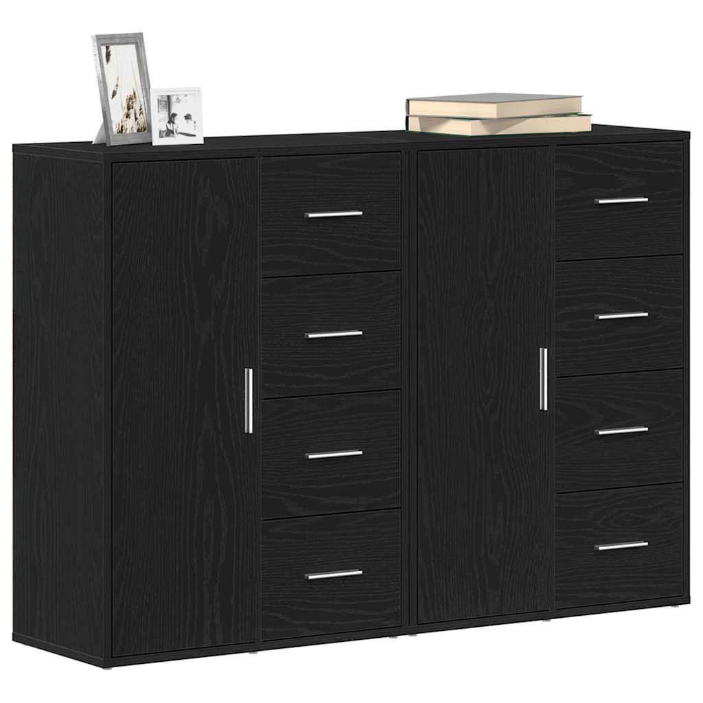 vidaXL Bufet 2 pcs Czarny Dąb 60 x 31 x 84 cm Materiał drewnopochodny