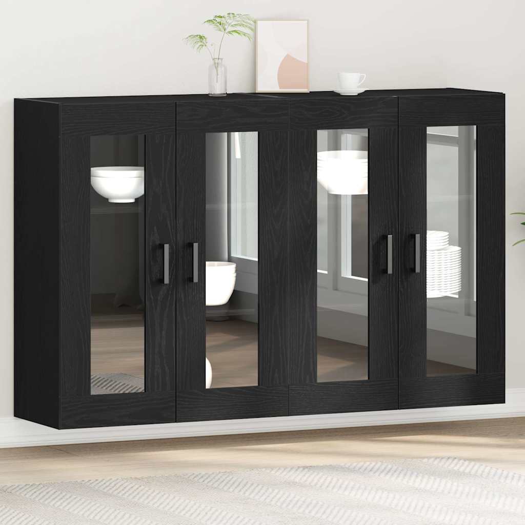 vidaXL Szafki ścienne 2 pcs Czarny Dąb 69,5 x 34 x 90 cm