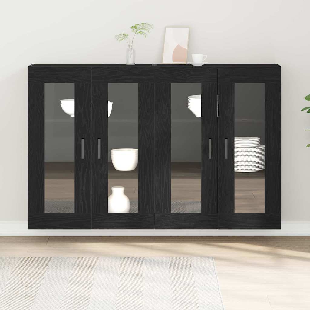 vidaXL Szafki ścienne 2 pcs Czarny Dąb 69,5 x 34 x 90 cm