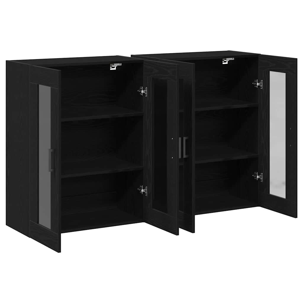 vidaXL Szafki ścienne 2 pcs Czarny Dąb 69,5 x 34 x 90 cm