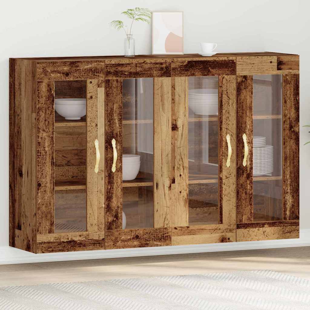 vidaXL Szafki ścienne 2 pcs Stare drewno 69,5 x 34 x 90 cm