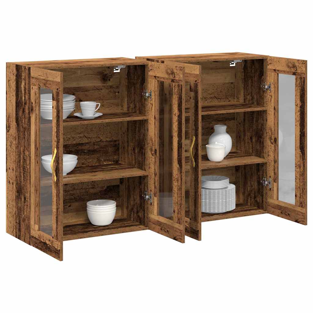 vidaXL Szafki ścienne 2 pcs Stare drewno 69,5 x 34 x 90 cm
