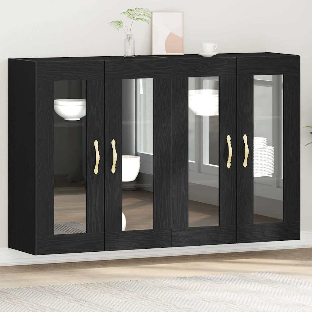vidaXL Szafki ścienne 2 pcs Czarny Dąb 69,5 x 34 x 90 cm