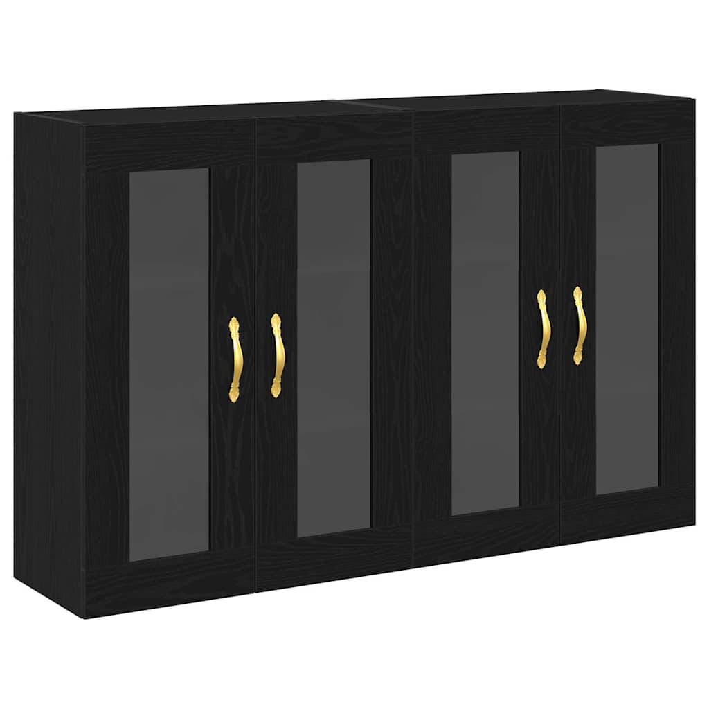 vidaXL Szafki ścienne 2 pcs Czarny Dąb 69,5 x 34 x 90 cm