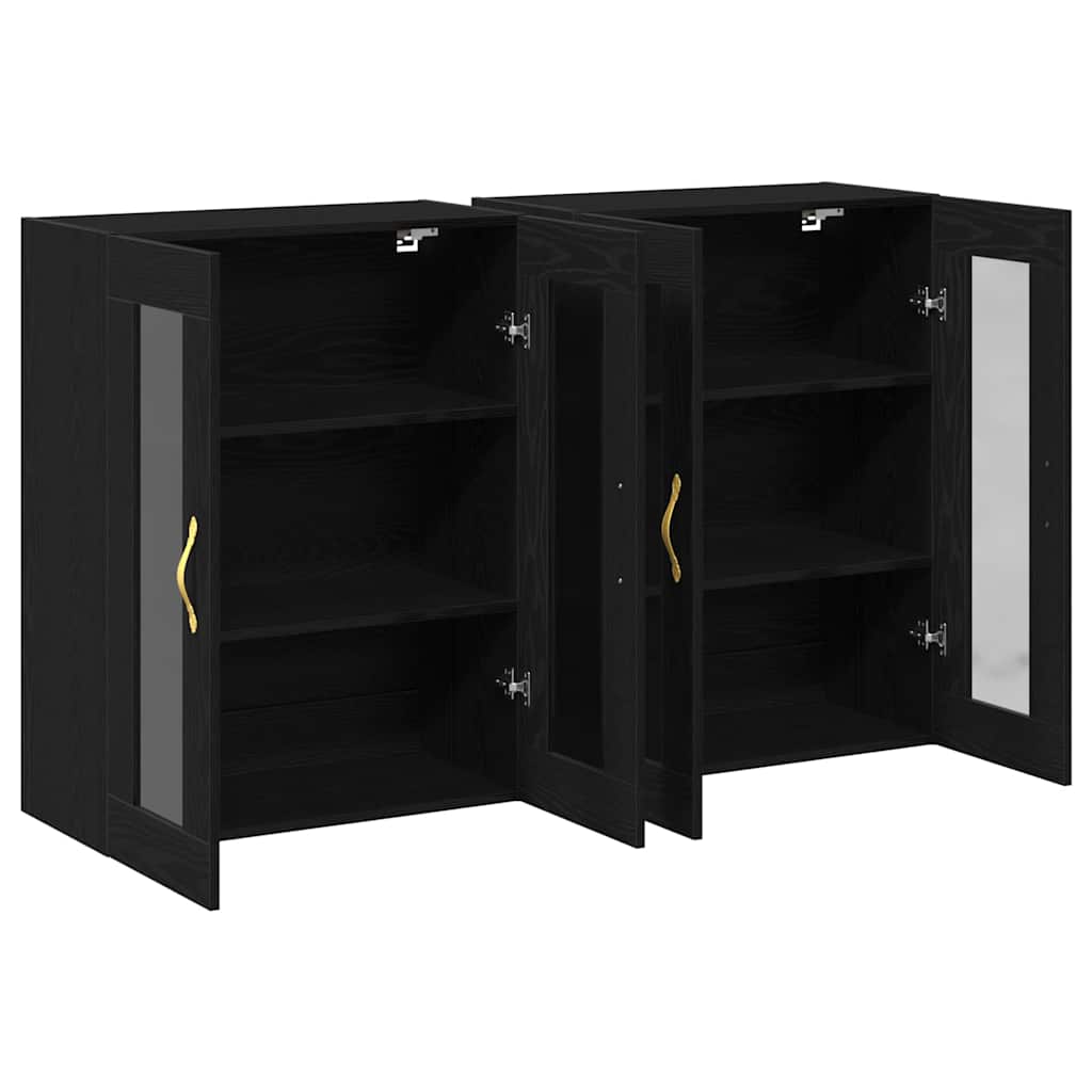 vidaXL Szafki ścienne 2 pcs Czarny Dąb 69,5 x 34 x 90 cm