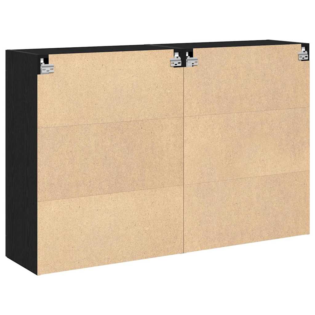 vidaXL Szafki ścienne 2 pcs Czarny Dąb 69,5 x 34 x 90 cm