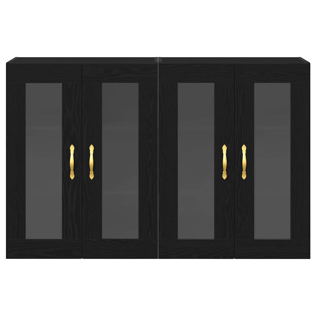 vidaXL Szafki ścienne 2 pcs Czarny Dąb 69,5 x 34 x 90 cm