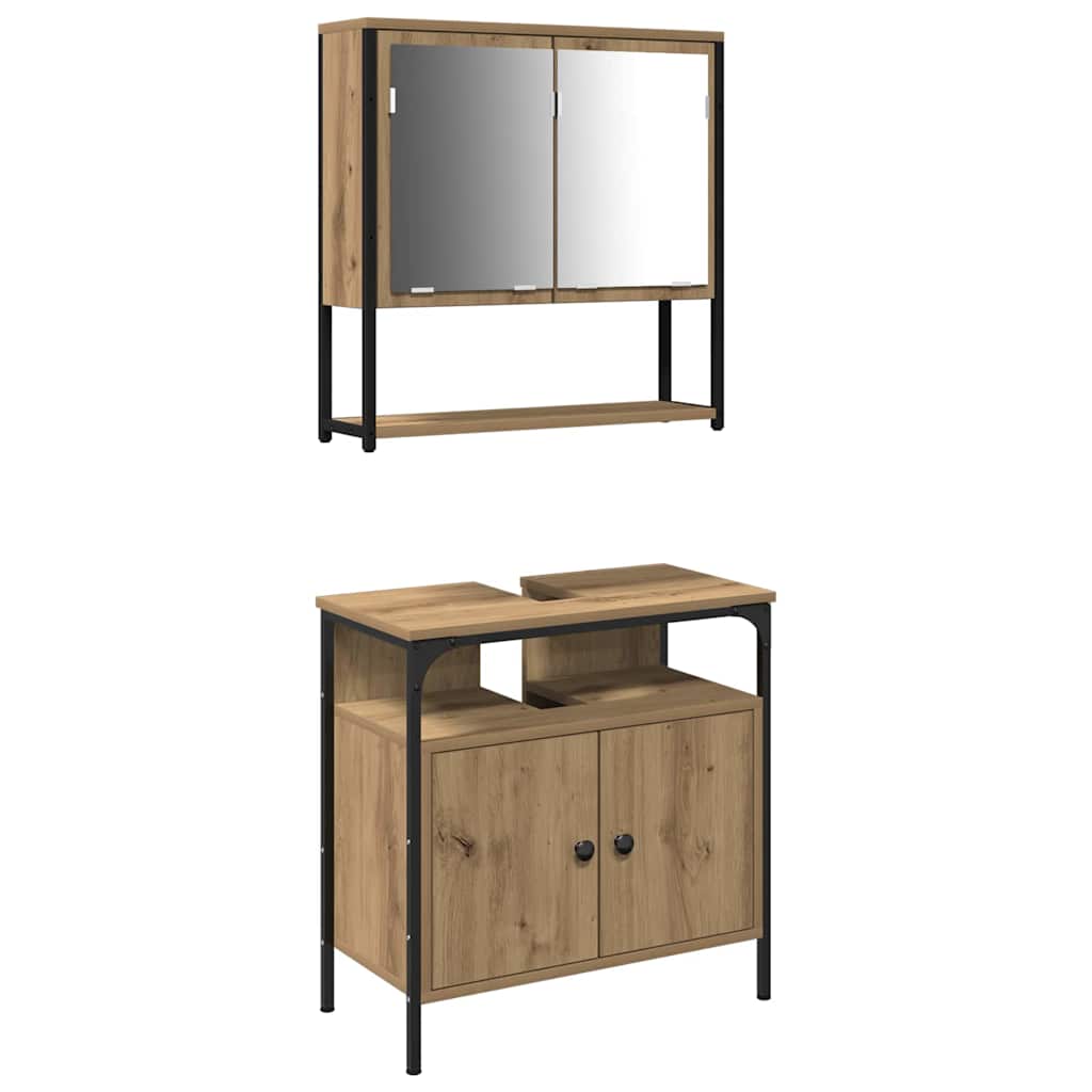 vidaXL Zestaw mebli łazienkowych 2 pcs Brązowy Materiał drewnopochodny