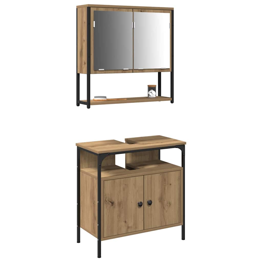 vidaXL Zestaw mebli łazienkowych 2 pcs Brązowy Materiał drewnopochodny