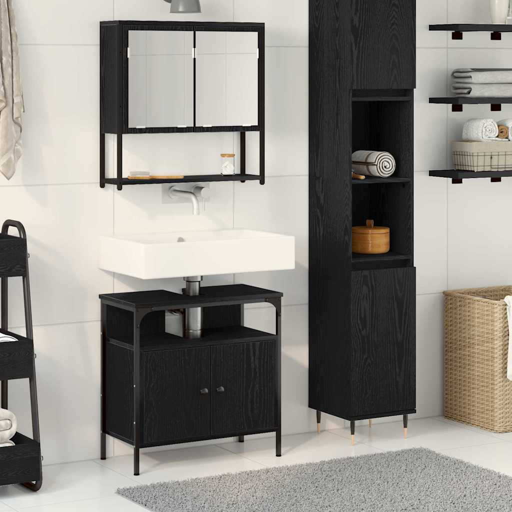 vidaXL Zestaw mebli łazienkowych 2 pcs Czarny Materiał drewnopochodny
