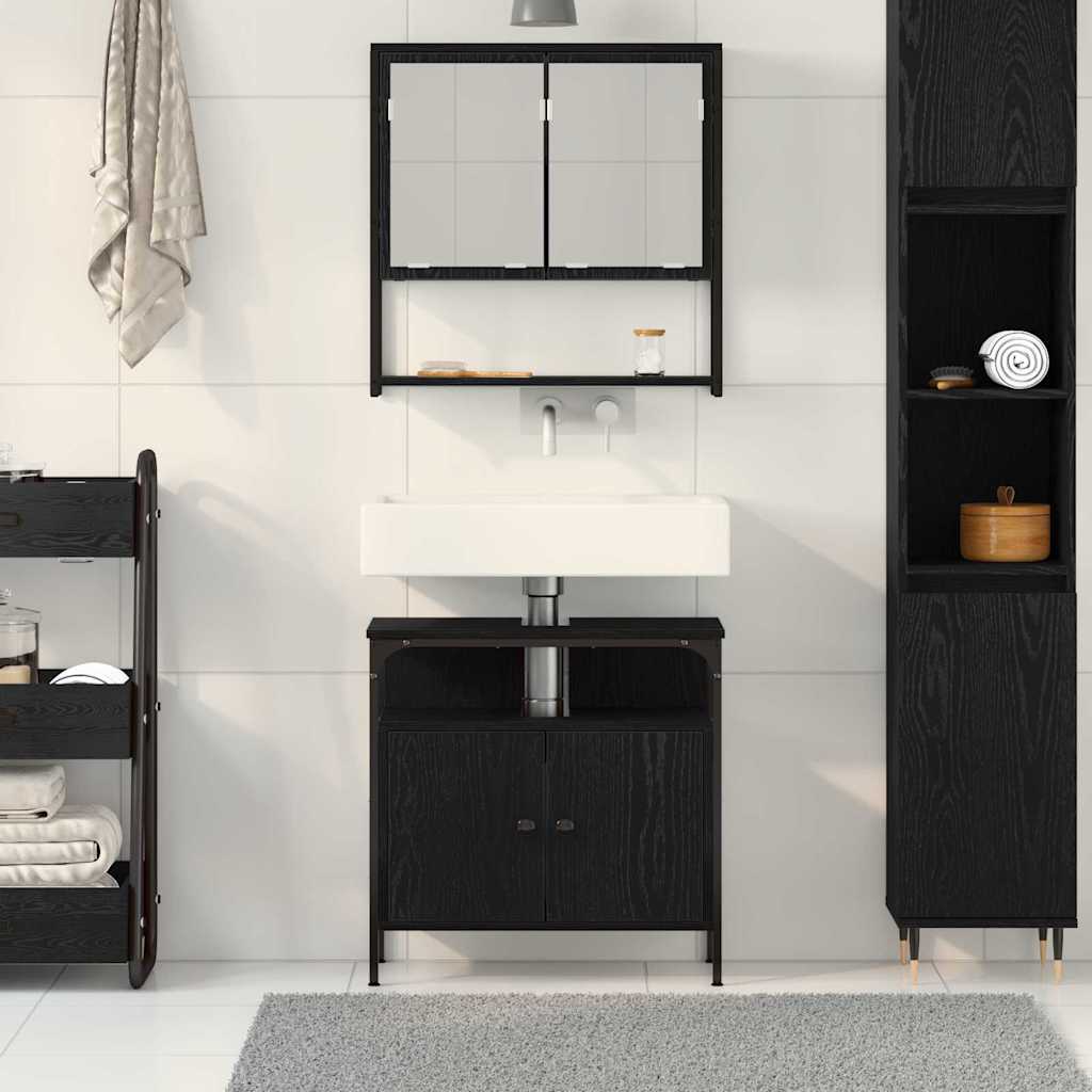 vidaXL Zestaw mebli łazienkowych 2 pcs Czarny Materiał drewnopochodny