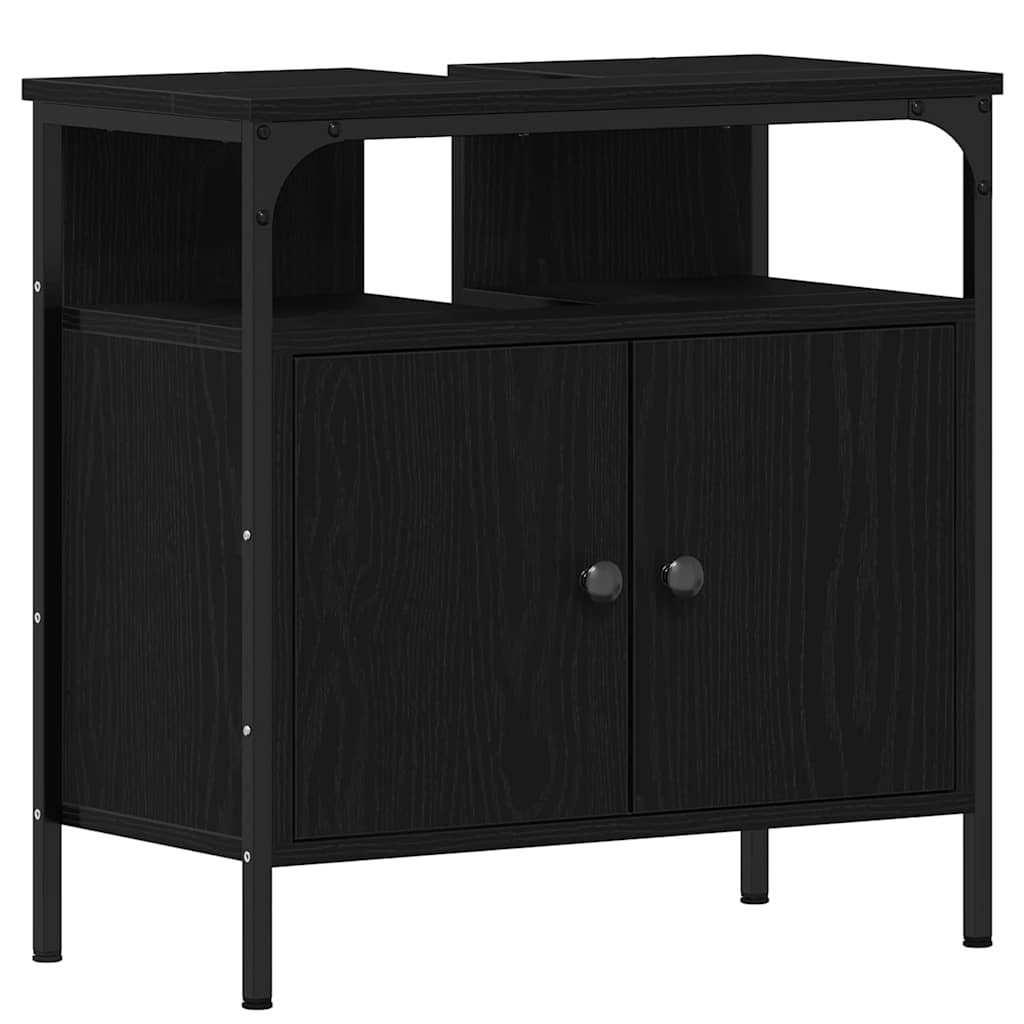 vidaXL Zestaw mebli łazienkowych 2 pcs Czarny Materiał drewnopochodny