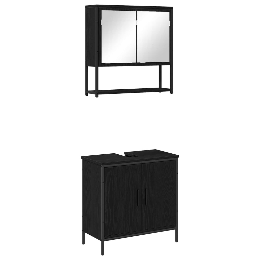 vidaXL Zestaw mebli łazienkowych 2 pcs Czarny Materiał drewnopochodny