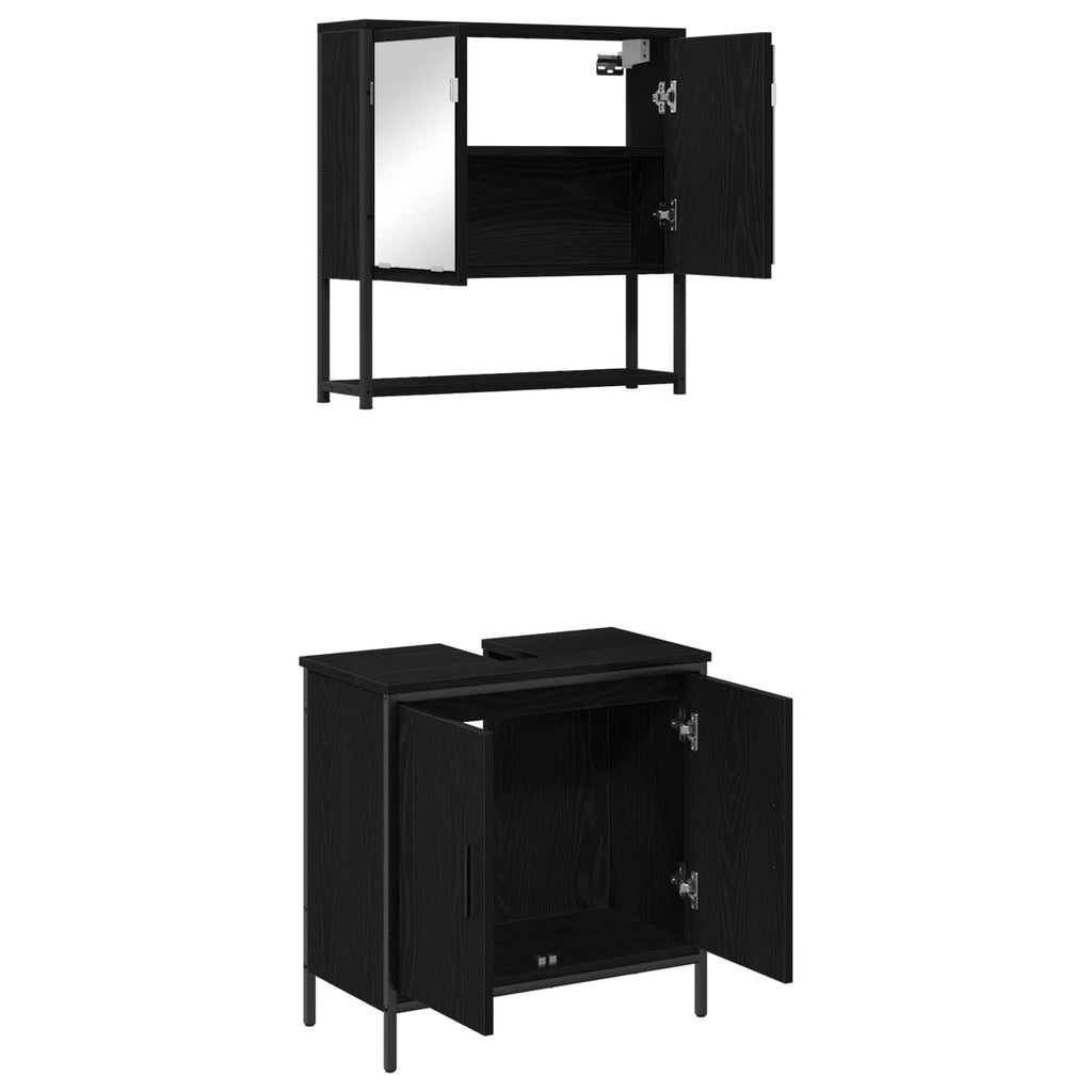 vidaXL Zestaw mebli łazienkowych 2 pcs Czarny Materiał drewnopochodny