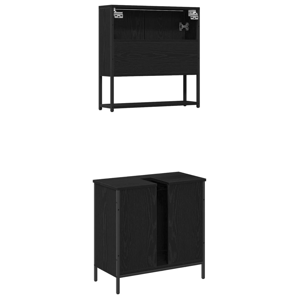 vidaXL Zestaw mebli łazienkowych 2 pcs Czarny Materiał drewnopochodny