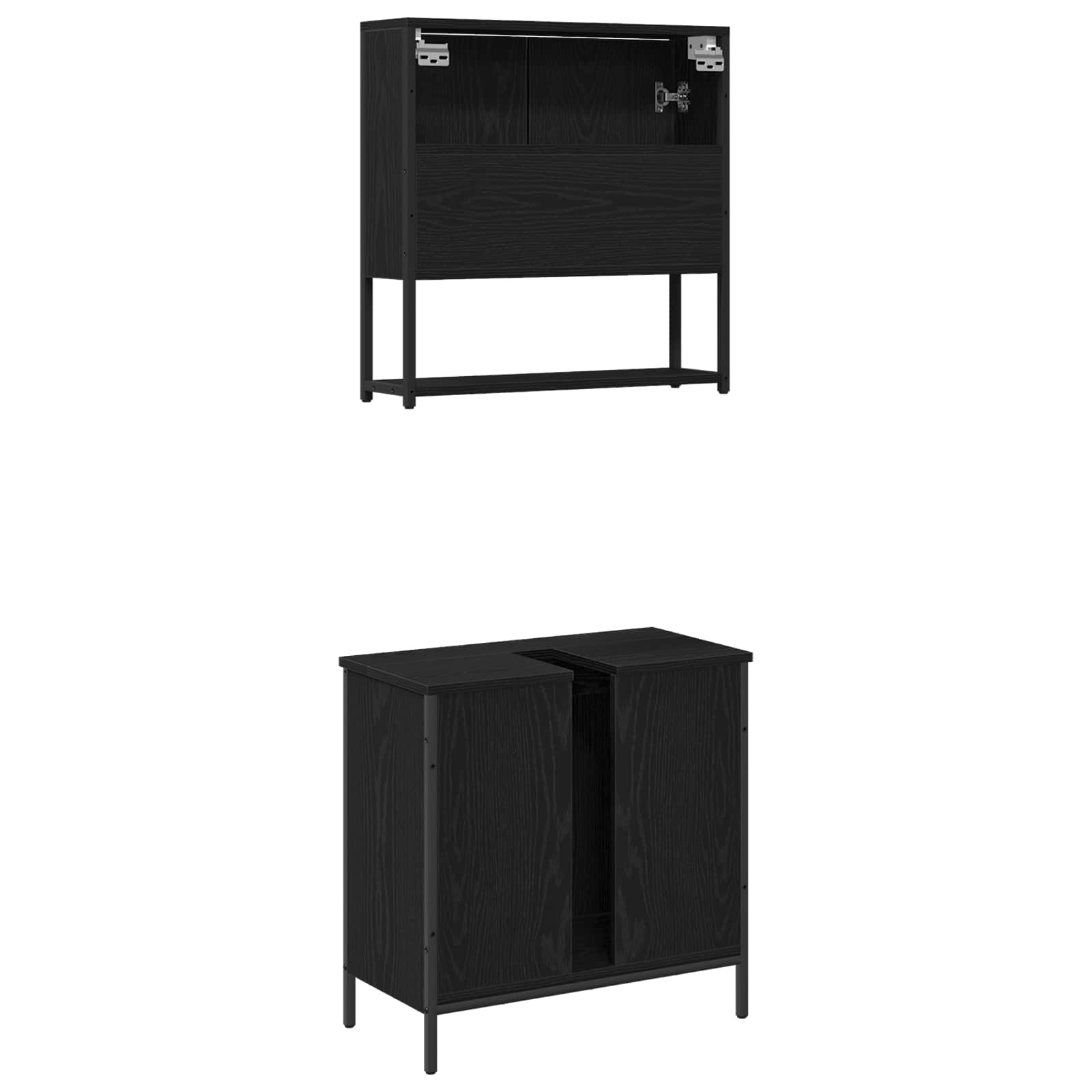 vidaXL Zestaw mebli łazienkowych 2 pcs Czarny Materiał drewnopochodny