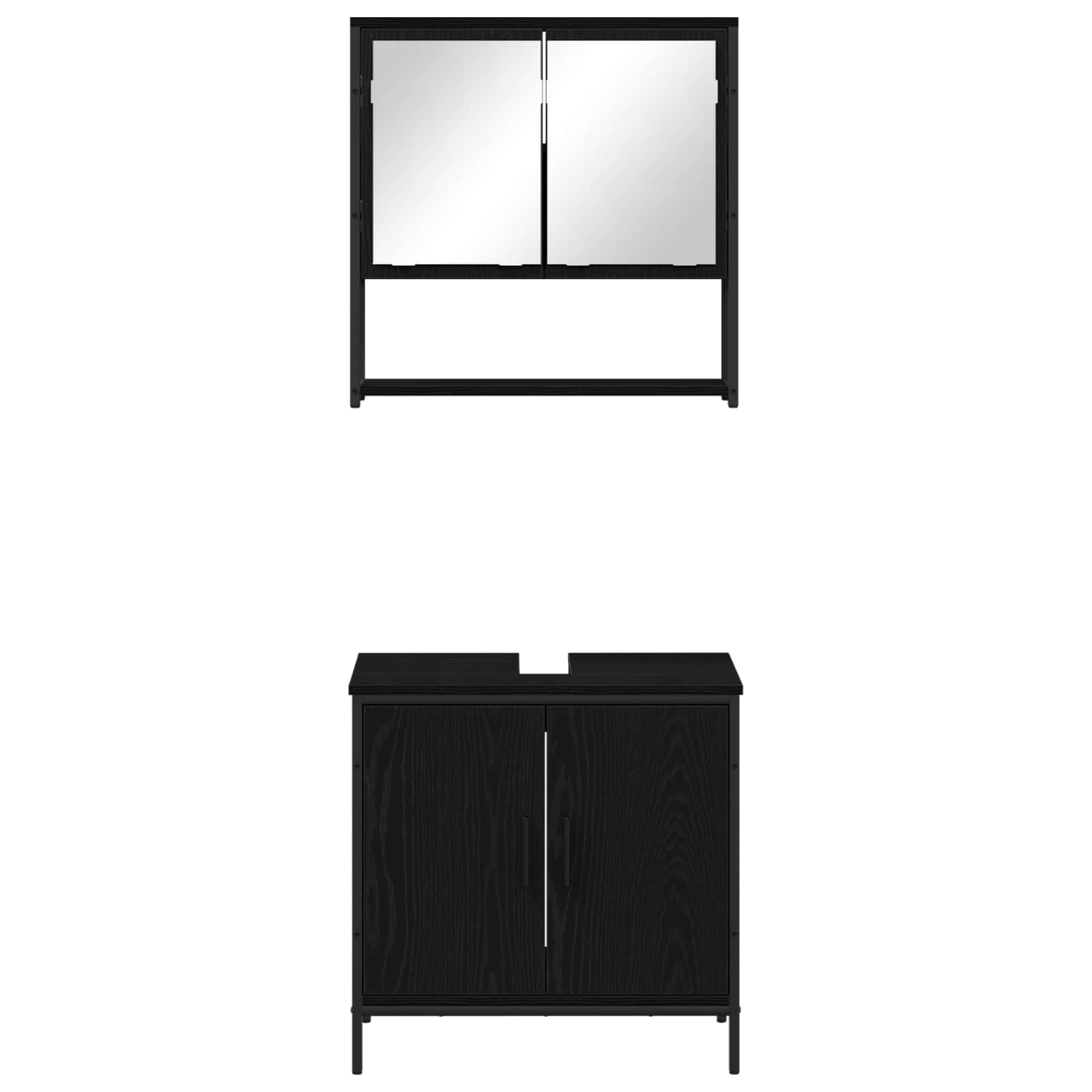 vidaXL Zestaw mebli łazienkowych 2 pcs Czarny Materiał drewnopochodny