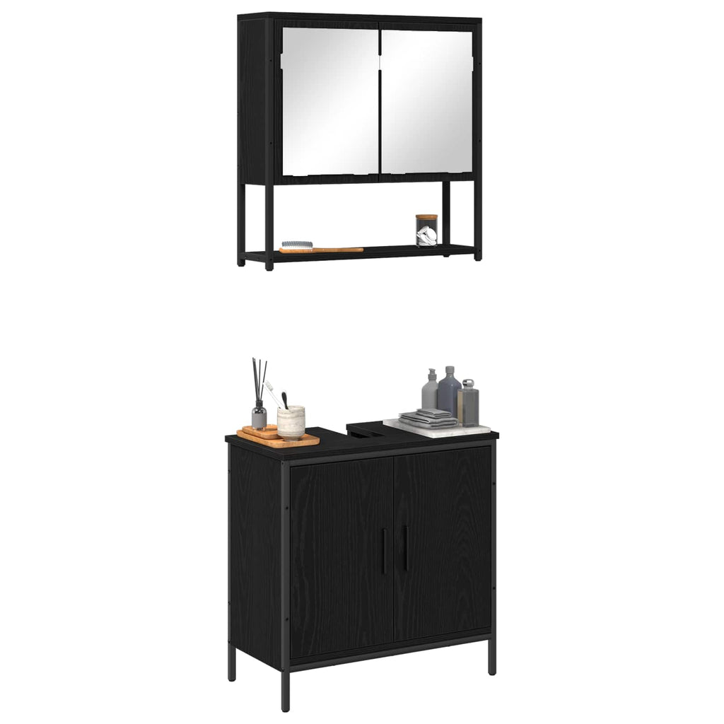 vidaXL Zestaw mebli łazienkowych 2 pcs Czarny Materiał drewnopochodny