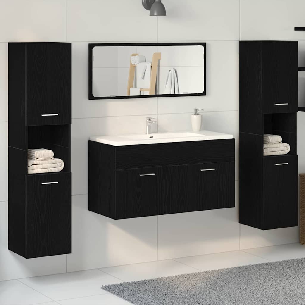 vidaXL Zestaw mebli łazienkowych Montowane na ścianie 4 pcs Czarny Dąb