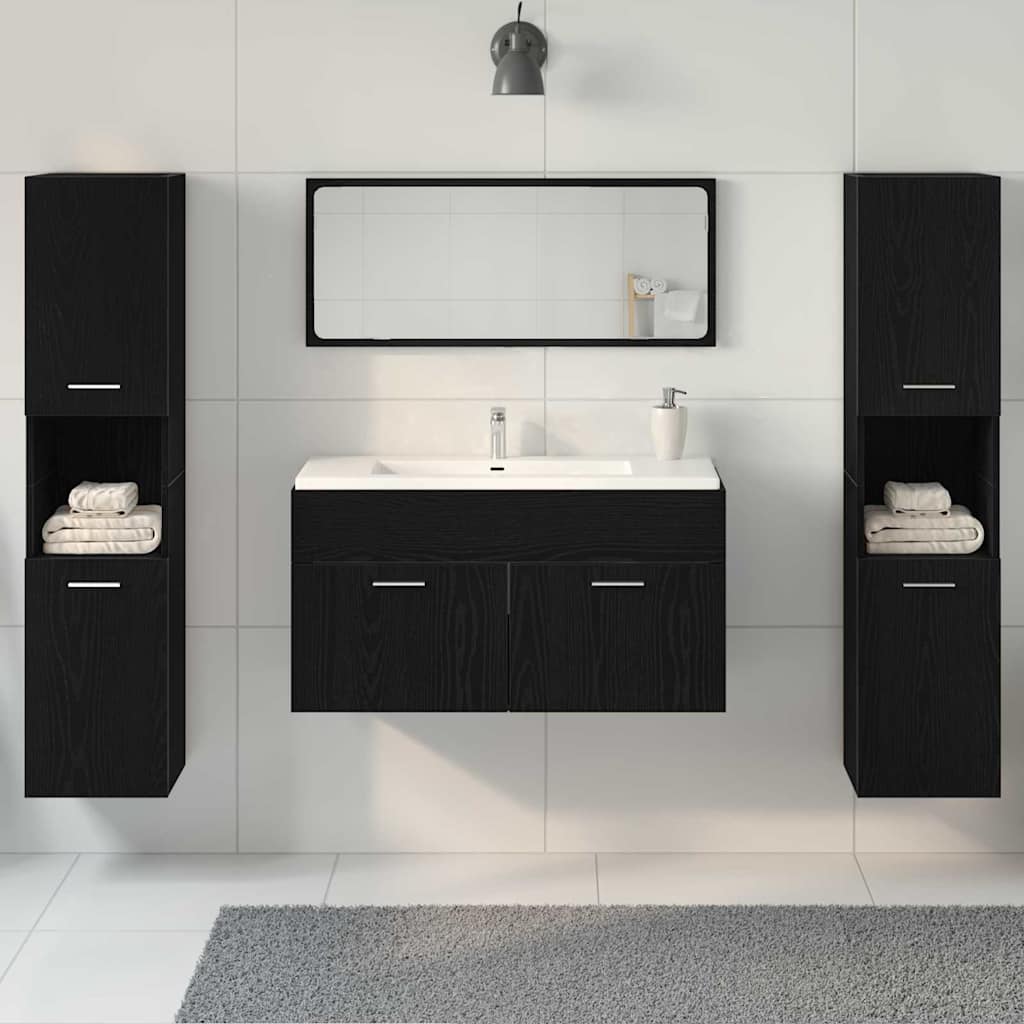 vidaXL Zestaw mebli łazienkowych Montowane na ścianie 4 pcs Czarny Dąb