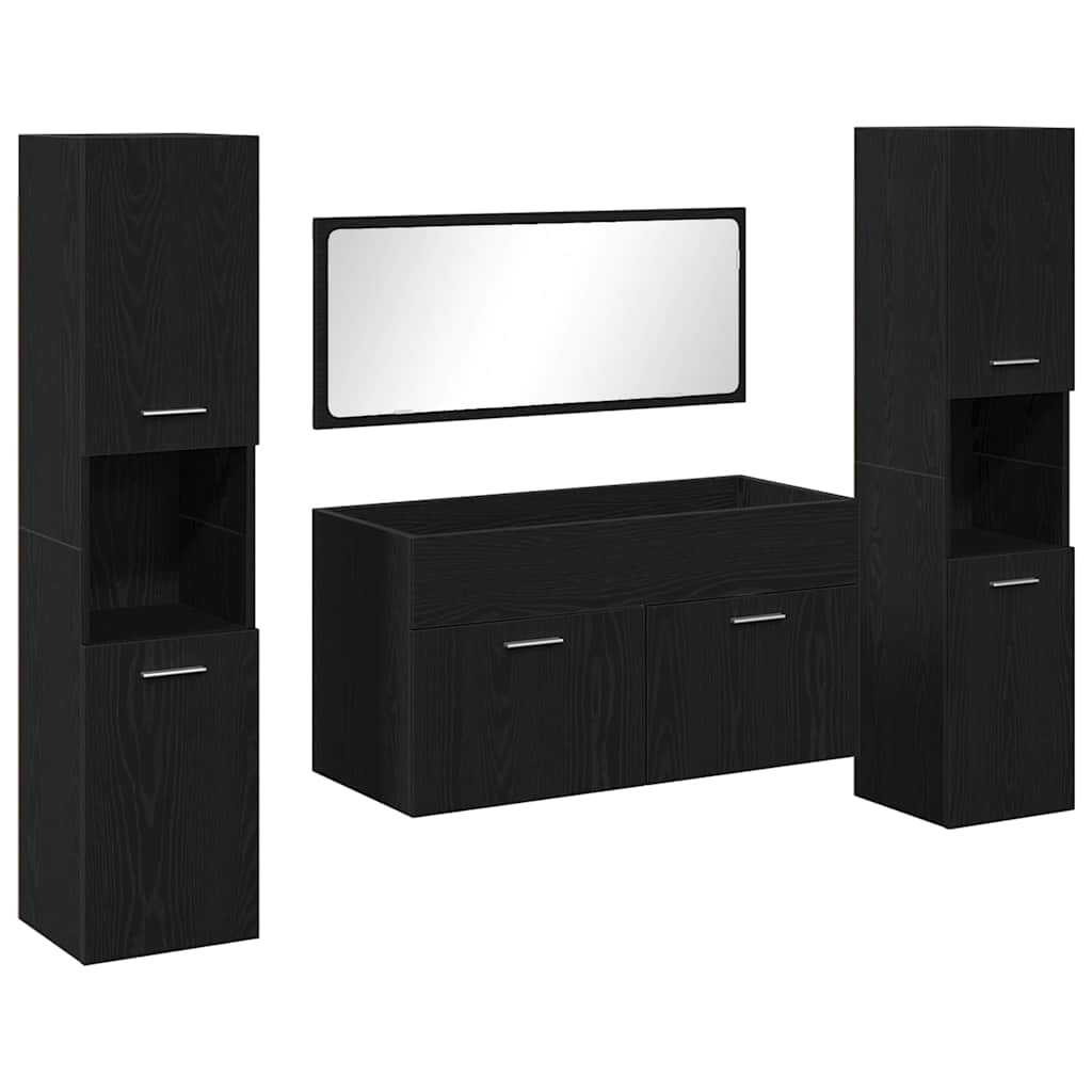 vidaXL Zestaw mebli łazienkowych Montowane na ścianie 4 pcs Czarny Dąb
