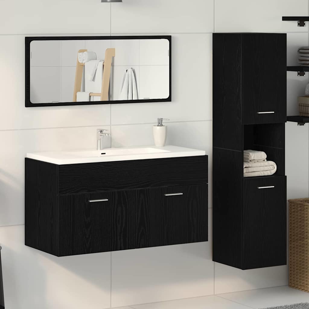 vidaXL Zestaw mebli łazienkowych Montowane na ścianie 3 pcs Czarny Dąb