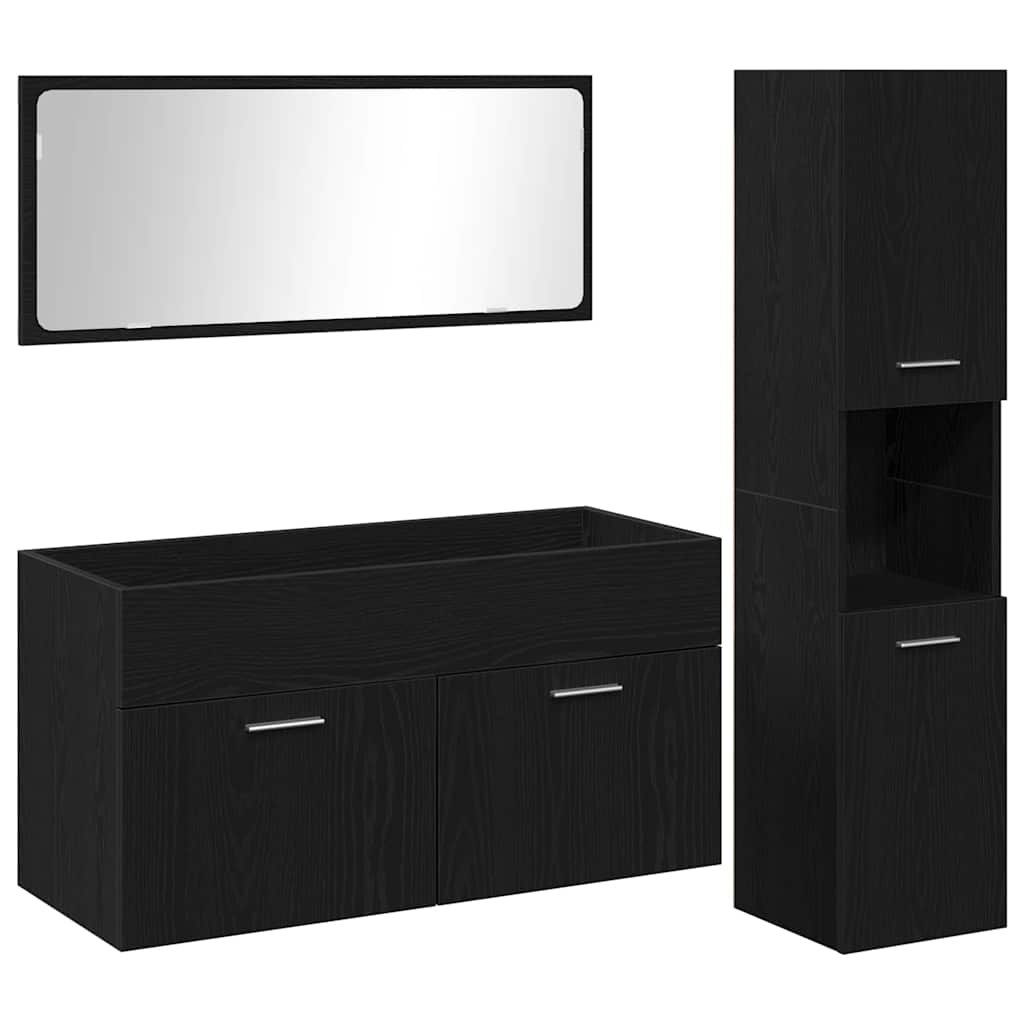vidaXL Zestaw mebli łazienkowych Montowane na ścianie 3 pcs Czarny Dąb