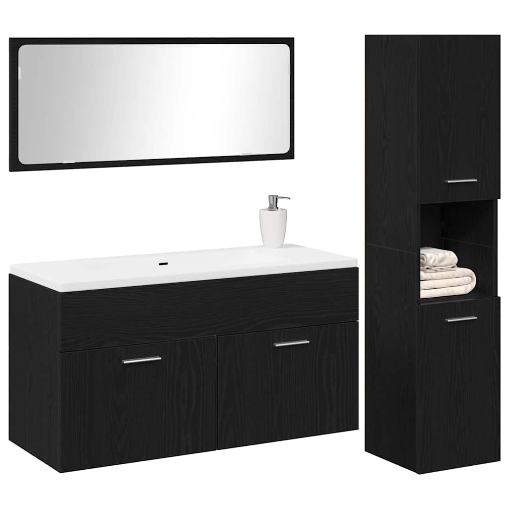vidaXL Zestaw mebli łazienkowych Montowane na ścianie 3 pcs Czarny Dąb