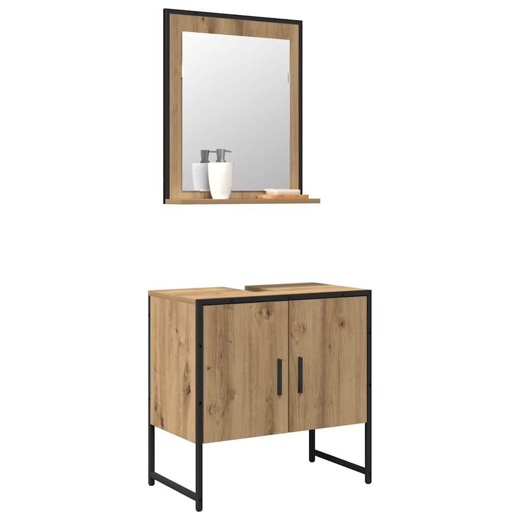 vidaXL Zestaw mebli łazienkowych 2 pcs Brązowy Materiał drewnopochodny