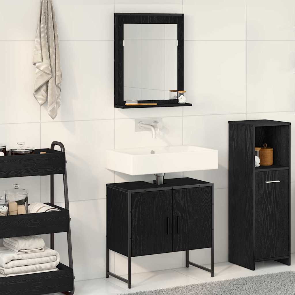 vidaXL Zestaw mebli łazienkowych 2 pcs Czarny Materiał drewnopochodny
