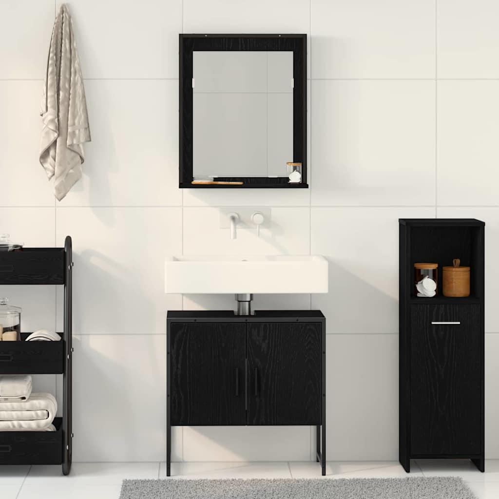 vidaXL Zestaw mebli łazienkowych 2 pcs Czarny Materiał drewnopochodny